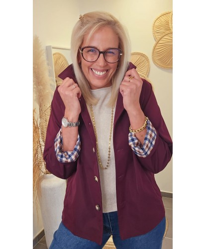 Veste Courte Burgundy à Revers Imprimés - Agathe