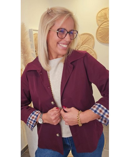 Veste Courte Burgundy à Revers Imprimés - Agathe