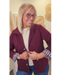 Veste Courte Burgundy à Revers Imprimés - Agathe