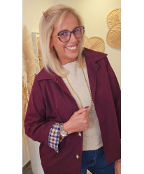 Veste Courte Burgundy à Revers Imprimés - Agathe