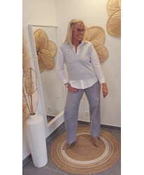Pull Maille Sans Manches Gris "Chance" - Lilia