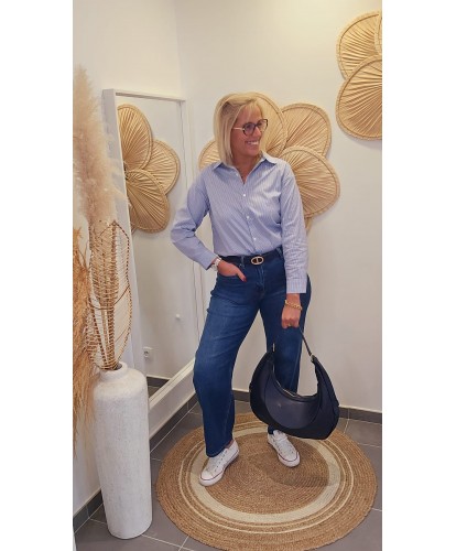 Sac d'Italie Cuir Bleu Marine Hobo Chic