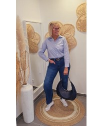 Sac d'Italie Cuir Bleu Marine Hobo Chic