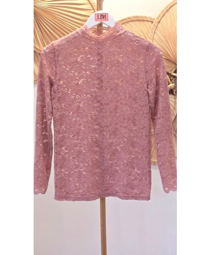Sous Pull Dentelle Vieux Rose – Lucile