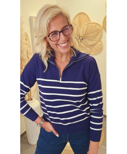 Polo Bleu Marin Blanc Chic...