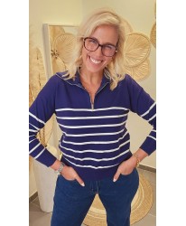 Polo Bleu Marin Blanc Chic - Lena