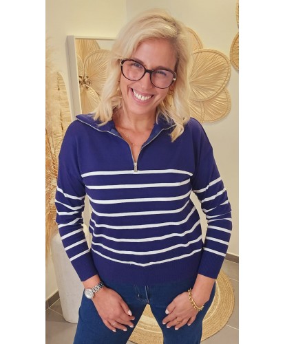 Polo Bleu Marin Blanc Chic - Lena