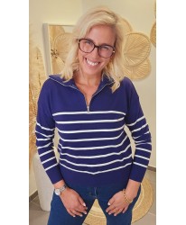Polo Bleu Marin Blanc Chic - Lena