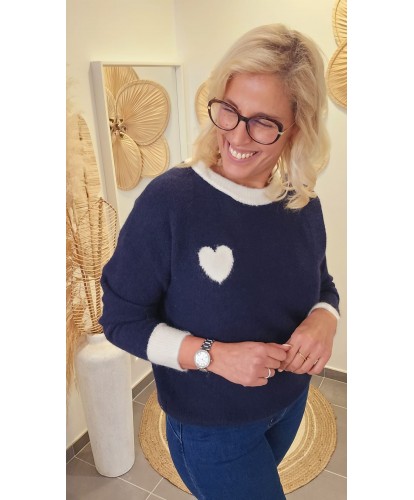Pull Fluffy Marine "Cœur...