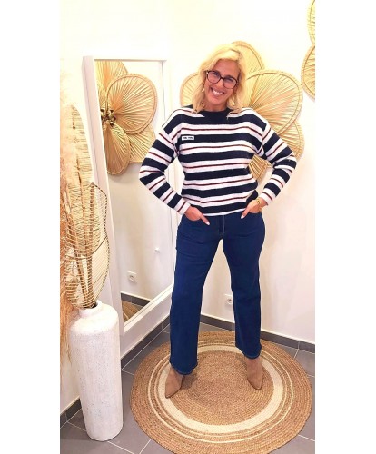 Pull Moderne Fluffy Rayé - Melina