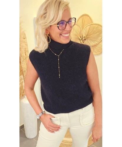 Pull Noir Sans Manches &...