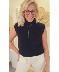 Pull Noir Sans Manches & 52% Alpaga - Eve