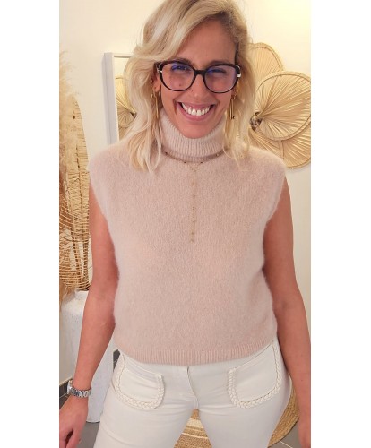 Pull Beige Sans Manches & 52% Alpaga - Eve