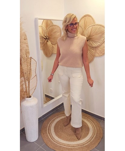 Jeans Droit Beige & Poche Tressées - Luna