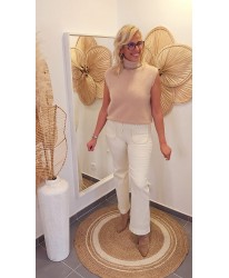 Jeans Droit Beige & Poche Tressées - Luna