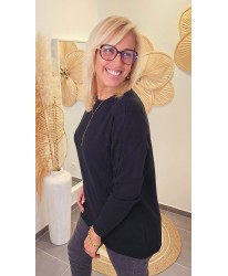 Pull Noir 2-en-1 Col Roulé Amovible - Lili