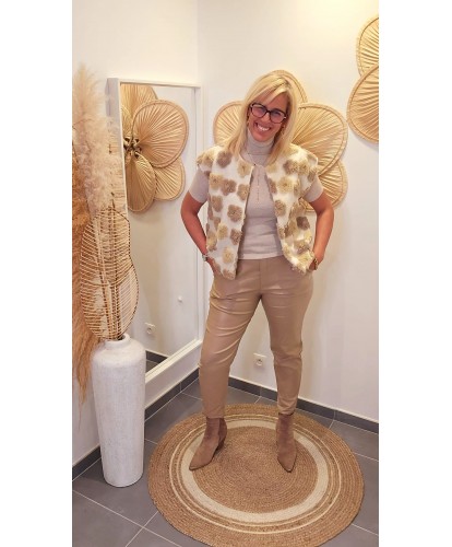 Pantalon Simili Cuir Beige - Victoire