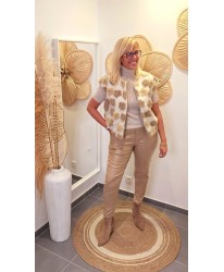 Pantalon Simili Cuir Beige - Victoire