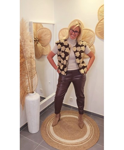 Pantalon Simili Cuir Chocolat - Victoire