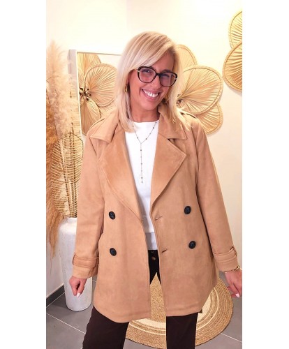 Trench Velours Camel -...