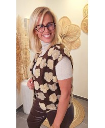 Gilet Sans Manches Patchwork Douillet Chocolat - Marie