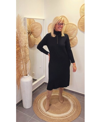 Robe Pull Col Montant Noir - Angele
