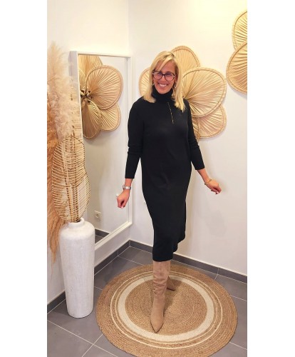 Robe Pull Col Montant Noir...