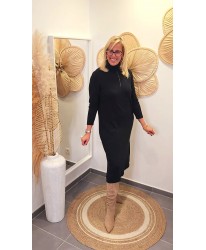 Robe Pull Col Montant Noir - Angele