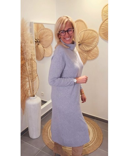 Robe Pull Col Montant Gris...