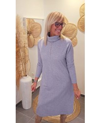 Robe Pull Col Montant Gris - Angele