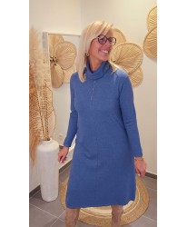 Robe Pull Col Montant Bleu Nuit - Angele