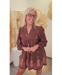 Robe Courte Bohème Broderies - Coline