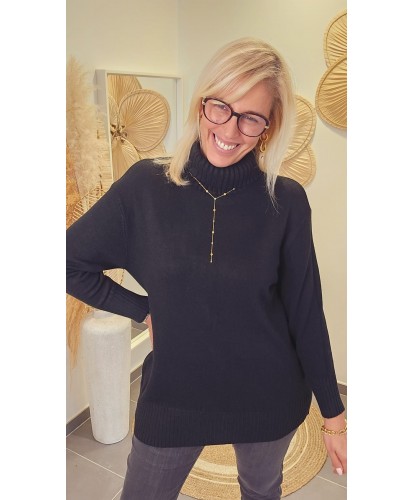 Pull Col Roulé Oversize Noir - Alma