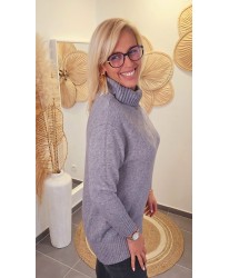 Pull Col Roulé Oversize Gris - Alma