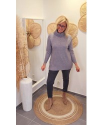 Pull Col Roulé Oversize Gris - Alma