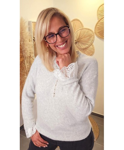 Pull Fluffy & Finitions Dentelle - Arice