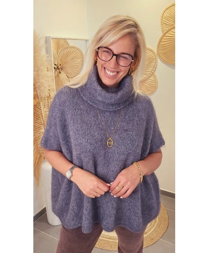 Pull Poncho Col Roulé Doux...