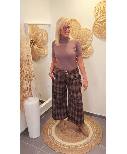 Pantalon Large à Carreaux & Chocolat - Elodie