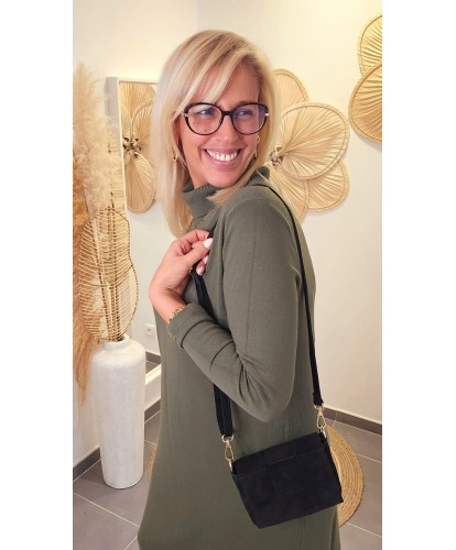 Sac 2 en 1 Cuir Nubuck Noir