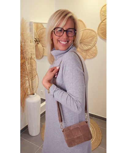 Sac 2 en 1 Cuir Nubuck Taupe