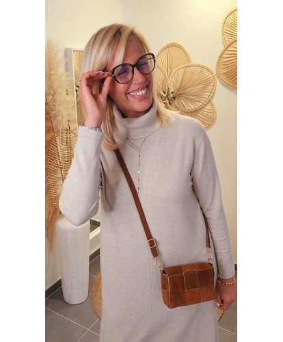 Sac 2 en 1 Cuir Nubuck Camel