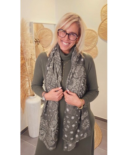 Écharpe Bandana Paisley Kaki