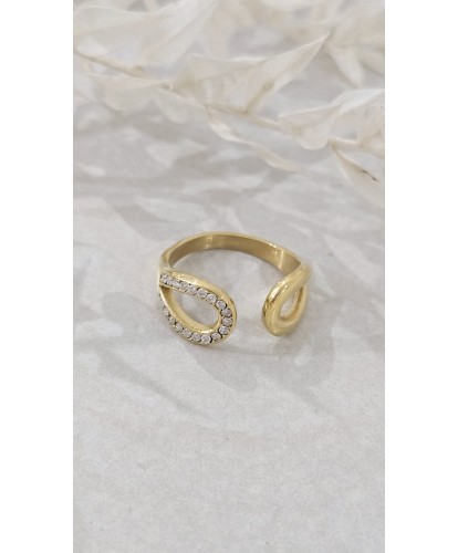 Bague Design Dorée Acier...