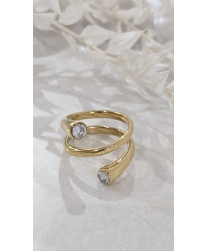 Bague Croisé Dorée Acier...