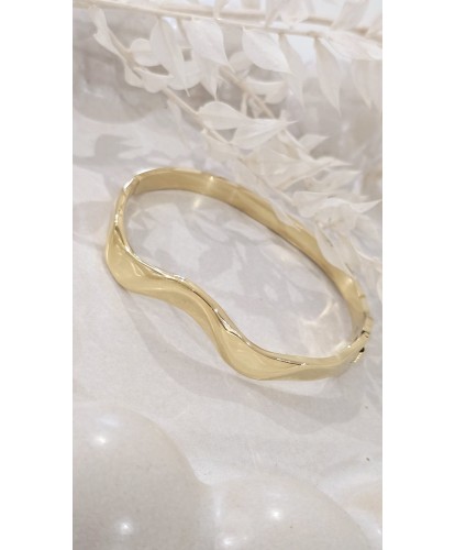 Bracelet Doré Acier Design Vague & Fermeture Sécurisée