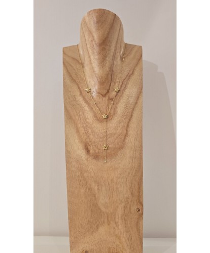 Collier Doré Acier Étoiles & Chute Lumineuse