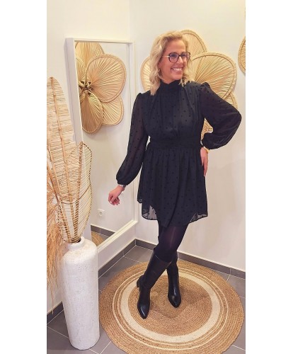 Robe Plumetis Noire - Heloise