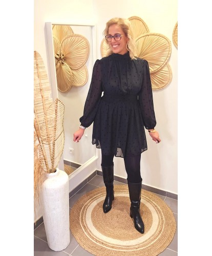 Robe Plumetis Noire - Heloise