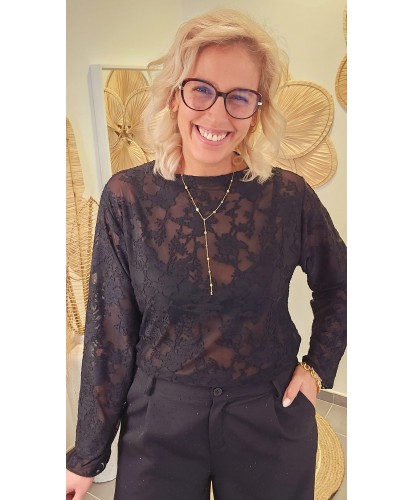 Sous-Pull en Dentelle Noire - Stella