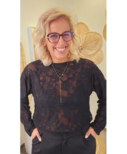 Sous-Pull en Dentelle Noire - Stella